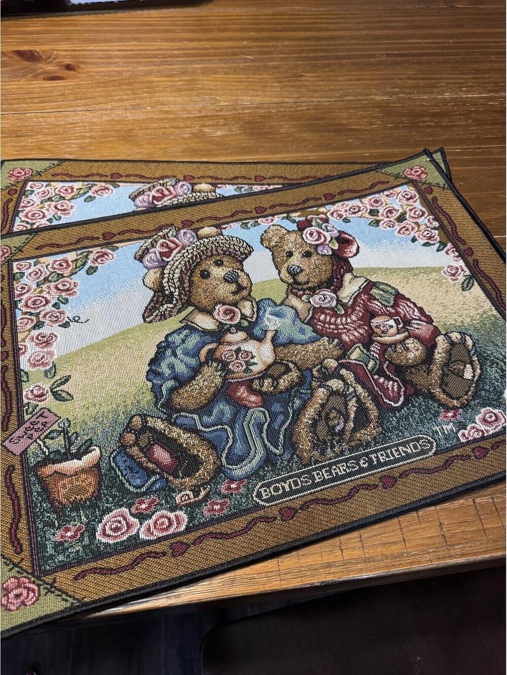 Boyds Bears & Friends Tapestry Placemats Lot of 4 NWT Sweetie Pie & Afternoon Te